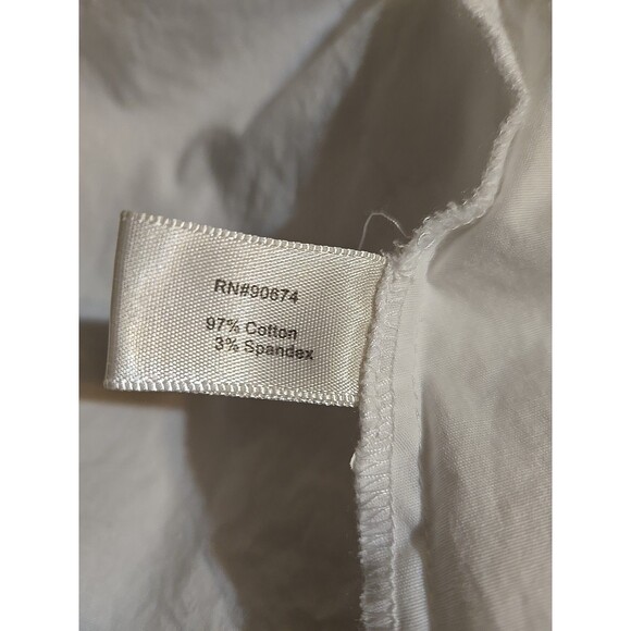 Boston Proper White Crisp Cold Shoulder Flare Sleeve Cotton Blouse Size 12 - Picture 12 of 12